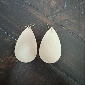 Nickel & Suede Large Champagne Leather Tear Drop Earring